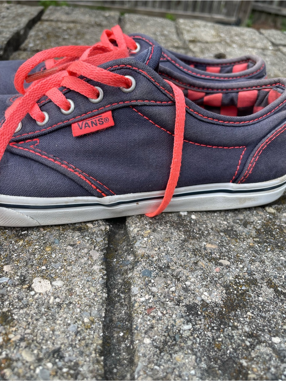 Vans Low-Top Canvas Sneakers Slate Grey Infrared Laces Size 7